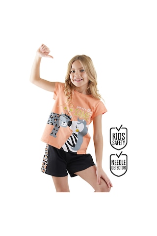 Denokids Zebra ve Leo Kız Çocuk T-shirt Şort Takım