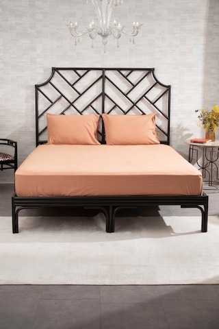 Kaay Premium Lastikli Çarşaf Dahil Nevresim Takımı 200x220 Çift Kişilik Tarçın