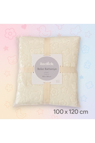 Özdilek Krem Embos Peluş Bebek Battaniye 100x120 Krem