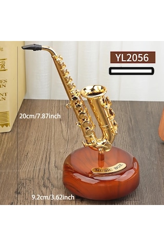 Willowhaven 2058 Round Döner Mekanizmalı Lüks Saksafon Trampet Trompet Müzik Kutusu Dekor