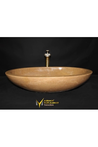 Noche Traverten Oval Elips Lavabo