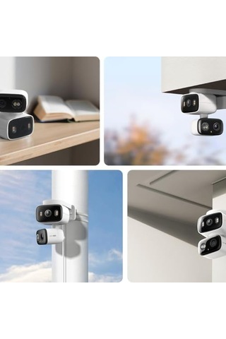 C246d 2k 3mp Çift Lensli Akıllı Güvenlik Kamerası Pan/tilt İç Ve Dış Mekan Ip65 Aı Hareket, Kişi Ve Evcil Hayvan Algılama Renkli Gece Görüşü Çift Yönlü Ses