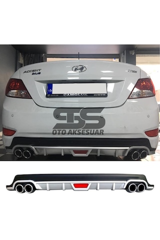 Hyundai Accent Blue Difüzör Arka Tampon Eki 4 Egzoz Çıkışlı Gri Tip