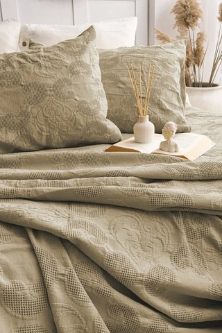 Şaheser Home Collection Yatak Örtüsü Çift Kişilik İt Haki Renkli
