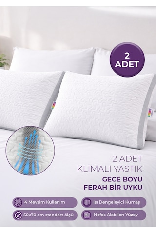 2 Adet Klimalı Silikon Yastık - Daycool Serisi - 2 X 800 Gram Klimalı Kapitone Silikon Yastık Beyaz