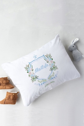 Lilabio %100 Organik Isme Özel Isimli 10lu Hastane Çıkışı Mavili Çiçek Ekru