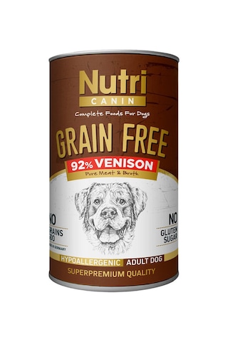 Nutri Canin Tahılsız %92 Geyik Etli Konserve Yetişkin Köpek Maması 12 x 400 G