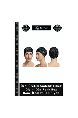 Terrien Özel Üretim Sadelik Erkek Giyim Düz Renk Bez Bone İthal Pu-10 Siyah