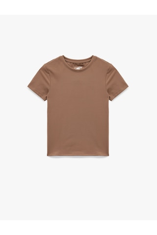 Koton Slim Fit Kısa Kollu Bisiklet Yaka Spor Tişört Vizon 6wak10154nk 02x
