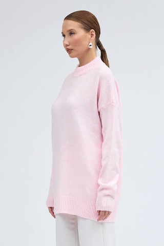 Pera Butik Özlem Yılmaz Yarım Balıkçı Oversize Triko Kazak Pembe