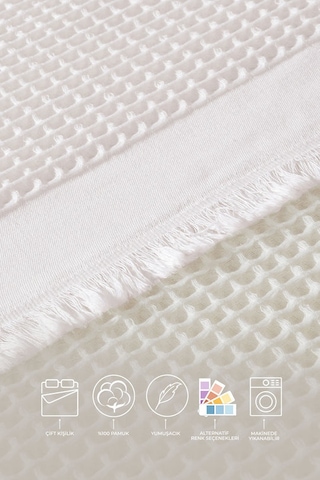 Elart Ruffle Pike Çift Kişilik 220x240 Cm Beyaz Beyaz