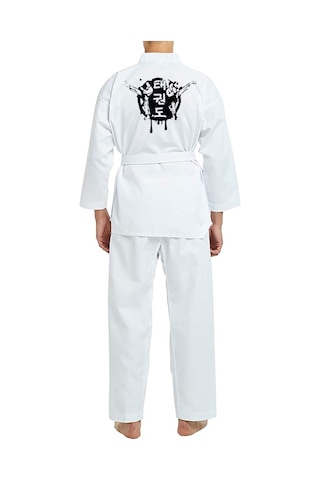 Dizispor Top Glory Fitilli Beyaz Yaka Baskılı A20 Taekwondo Elbisesi Dobok Beyaz