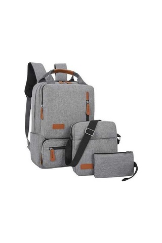 Novahub 3 Parçalı Laptop Çantası Seti - Seyahat, Okul Ve İş İçin Şık Ve Fonksiyonel Gri, Çanta Kombinasyonu Gri