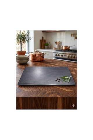 Gkd Üst Kalite 80x50cm Tek Bükümlü Paslanmaz Çelik Tezgah Üstü Kesme Tahtası, Hamur Yoğurma Tahtası, Tezgah Üstü Koruyucu Metalik
