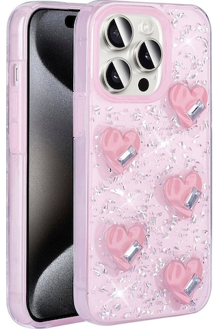 Zore Apple Uyumlu iPhone 15 Pro Max Kılıf Airbagli Simli Arka Yüzey Işıltı Silikon Kapak - Bey N/a