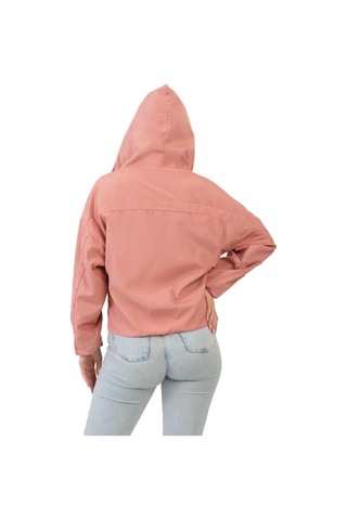 Spor Kadın Kapüşonlu Su Ve Rüzgar Geçirmez Oversize Yağmurluk - Rüzgarlık-132 Pudra