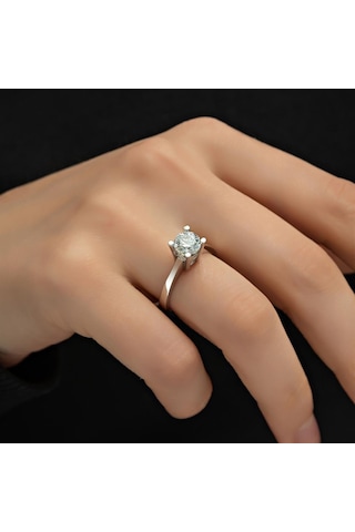 4 Tırnak Swarovski Taşlı Gümüş Yüzük