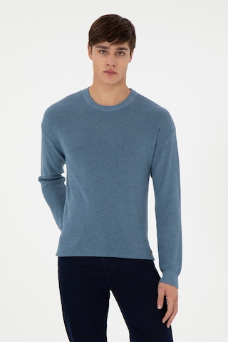 U.S. Polo Assn. Erkek Regular Fit Bisiklet Yaka Mavi Basic Kazak 50298267-VR251
