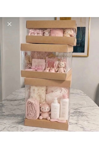 Asetat Gelin&damat Çeyiz Bohça Kutusu Kraft 3'lü Set 1 Takım Şeffaf Katlanabilir Demonte Söz Nişan Hediyelik Büyük 23,5 23,5 40cm Orta 23,5 23,5 25cm Küçük 23,5 23,5 15cm