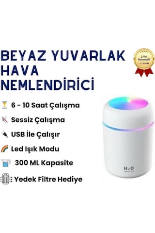 300 Ml Yuvarlak Tasarım Beyaz Hava Nemlendirici Ve Buhar Makinesi-408