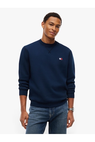 Tommy Hilfiger Tjm Reg Badge Crew Ext Erkek Mavi Sweatshirt - Dm0dm23607