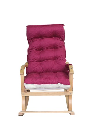 Mobildeco Erciyes Bordo/Krem Çift Renkli Cepli Sallanan Sandalye Ceviz