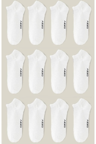 12 Çift Dikişsiz Pamuklu Dayanıklı Topuk Unisex Patik Çorap Beyaz