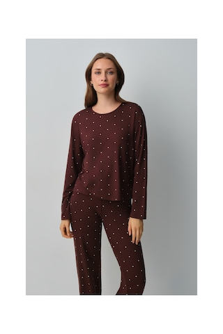 Suwen Meloni Spor Pijama Takımı Wsh1051014691 Kahverengi