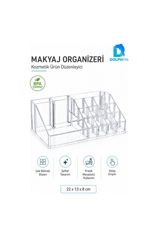 Şeffaf Makyaj Organizeri Çok Bölmeli Rujluk Masaüstü Kozmetik Düzenleyici
