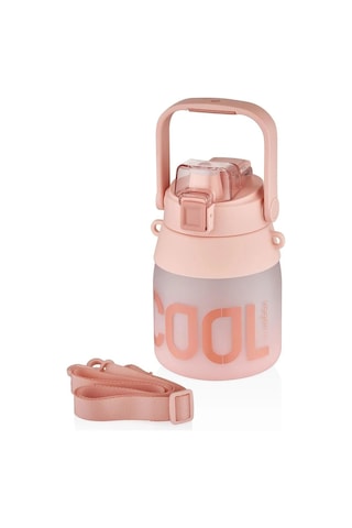1000ml Askılı Tek Kapak Çift Kullanım Pipetli/pipetsiz Kullanım Softtouch Su Matarası Pembe