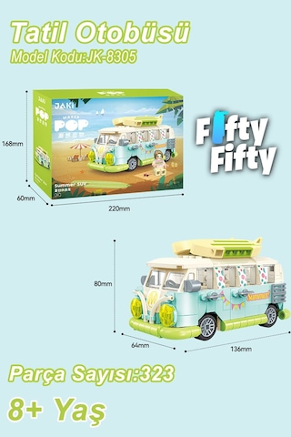 Jaki Maker Pop Tatil Otobüsü -jk8305 323 Parça Oyuncak Yapım Seti