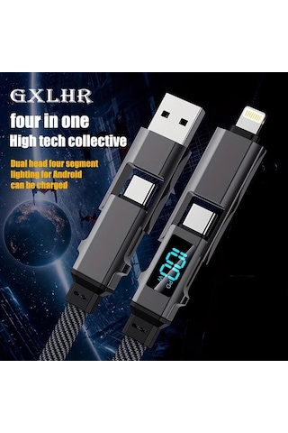 Honeybeeshop 2 Adet 100 Cm 100w Usb A Type C Lightning 4ü 1 Arada Hızlı Şarj Kablosu İphone Uyumlu Samsung Xiaomi İçin