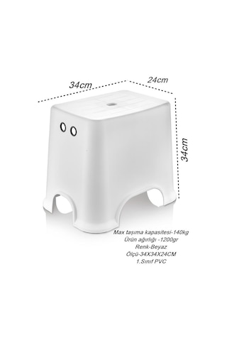 Geseus Banyo Taburesi Çok Amaçlı Tabure Kaymaz Ayakalı Max-150kg