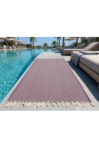 Ludıa %100 Pamuklu Çizgili Peştemal Havlu Banyo Ve Plaj Havlusu 90x185 Cm Mor