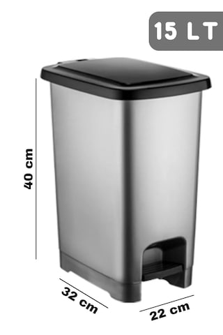15 Lt Pedallı Slim Çöp Kovası Antrasit