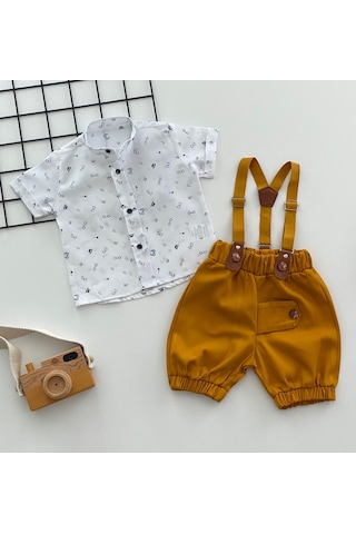 Murat Baby Yalmanlıbebe Neşeli Bebeklerimize Gözlük Desen Hakim Yaka Pantolon Askılı Kısa (548622962) Beyaz - Sarı Murat Baby Yalmanlıbebe Neşeli Bebeklerimize Gözlük Desen Hakim Yaka Pantolon Askılı Kısa (548622962) Beyaz - Sarı