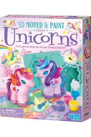 Eğitici Çocuk Boyama Seti 3D Unicorn Kalıp ve Parıltılı