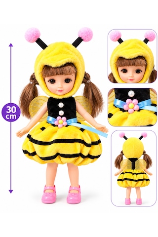 Starry Sky Doll Arı Kostümlü Bebek 30 Cm Sarı Siyah Peluş Elbiseli Oyuncak Bebek 3+ Yaş