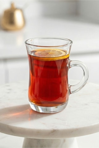 Lav Yudum Cam Kulplu Çay Bardağı 6 Kişilik 95 ml Kulplu