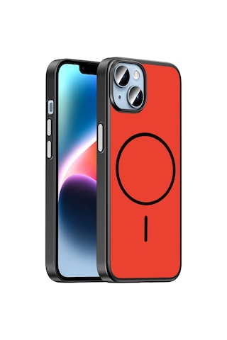 Apple iPhone Uyumlu 13 Kılıf M-safe Şarj Özellikli Zore Lora Pc Kapak - Kırmızı-gri