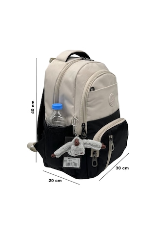 İlk Okul Çantası 3'lü Seti Unisex Çocuk İlkokul Çantası Gry-8010 Bej-siyah Bej