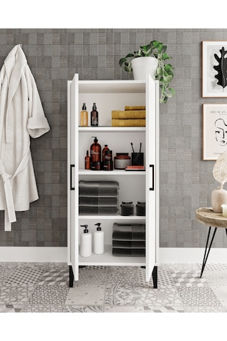 Afilli Viyana 2 Kapaklı Banyo Dolabı Çok Amaçlı Tamamı Mdf Beyaz