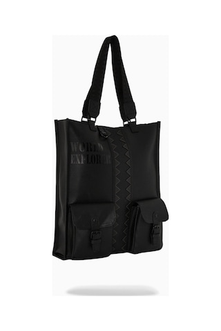 Sprayground Global Traveler Cargo Tote, Geniş Hacimli Seyahat Çantası Omuz Çantası Siyah
