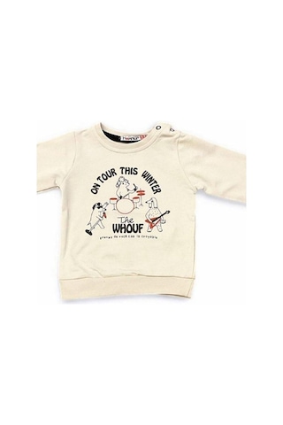 Cantoy Erkek Bebek Winter Yazılı Pamuklu Sweatshirt-14658 Gri