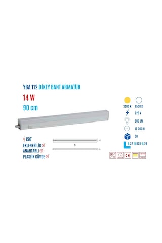 Ycl Yba-112G 14W 90Cm Günışığı Led Bant Armatür Beyaz