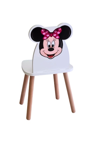 Liva Ahşap Çocuk Aktivite Çalışma Sandaliyesi 4-12 Yaş Minnie Mouse Liva Ahşap Beyaz