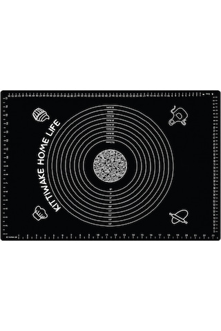 Siyah Silikon Hamur Açma Matı 45x65 Cm Ölçülü Kaymaz Yapışmaz Profesyonel Yoğurma Matı