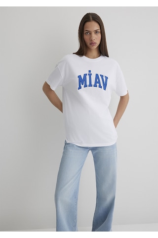 Mavi - Miav Baskılı Beyaz Tişört 1612457-620 Beyaz