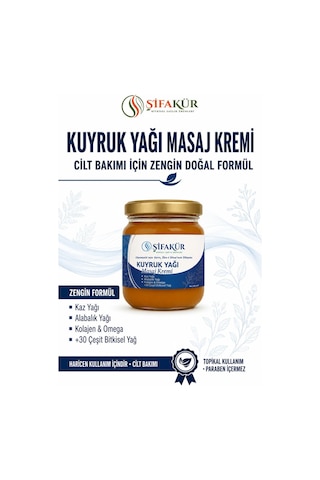 Kuyruk Yağı Kremi 240 ml Kuyruk Yağlı Masaj Kremi Kaz Yağı Alabalık Yağı Kolajenli