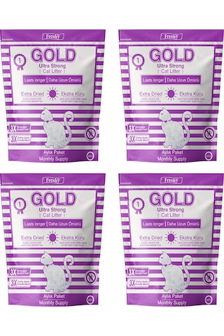 Freshy Gold Ultra Strong Silika Kristal Kedi Kumu 4 x 3800 ML